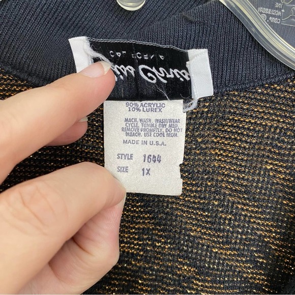 Vintage 80s black & gold metallic sweater 1X - Picture 11 of 11